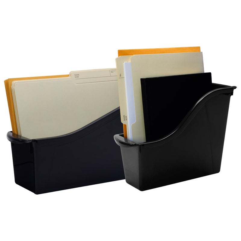 Storex Large Book Bin - Interlocking Plastic Organizer for Home, Office, and Work Space - Black, 6-Pack (70109E06C) - Image 4